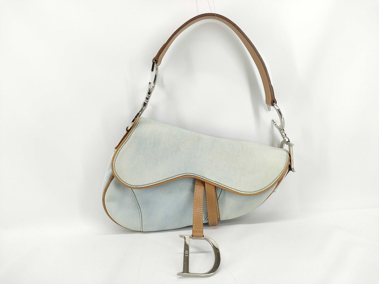 Dior DIOR Christian Dior Saddle Bag Handbag Denim x Leather Shoulder Bag