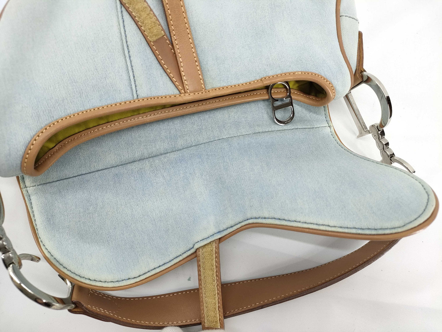 Dior DIOR Christian Dior Saddle Bag Handbag Denim x Leather Shoulder Bag