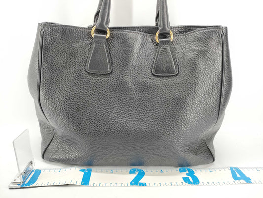 PRADA PRADA logo tote bag leather with leather tag black handbag