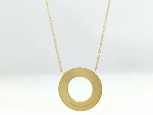 Tiffany & Co. T Circle Diamond Necklace in Yellow Gold and Au750, 6.7g 