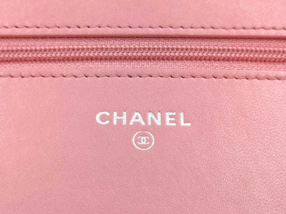 CHANEL Matelasse Chain Wallet A33814 Lambskin Pink 22 Series Shoulder Bag