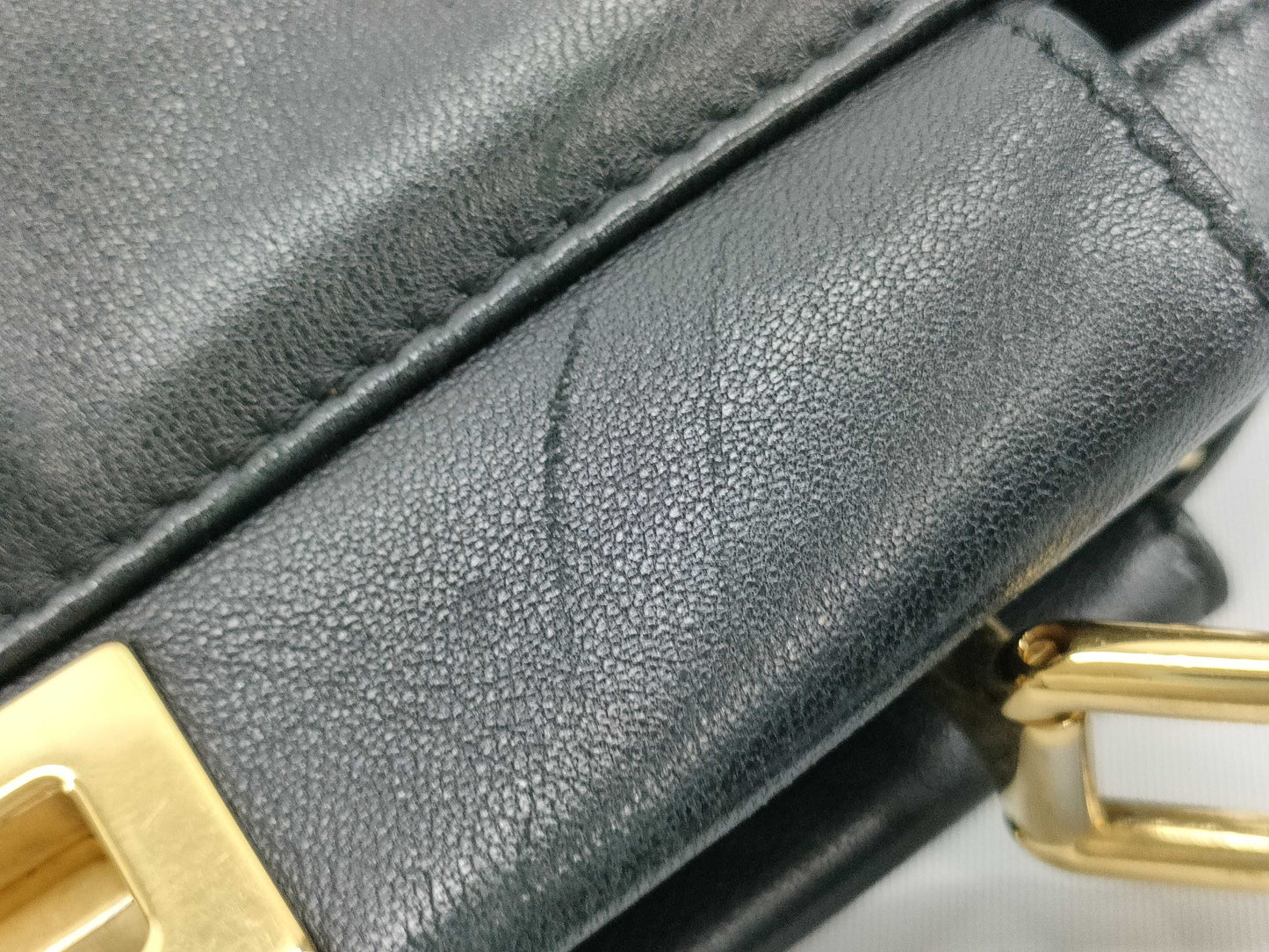 FENDI Peekaboo Iconic Small Handbag 8BN244-K4P Leather Black Handbag