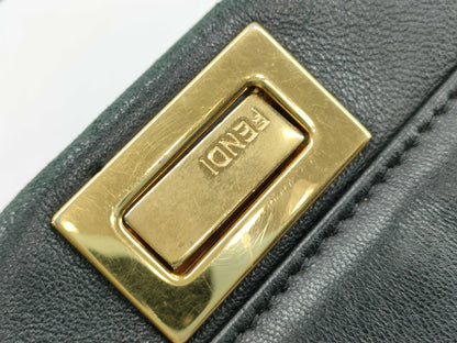 FENDI Peekaboo Iconic Small Handbag 8BN244-K4P Leather Black Handbag