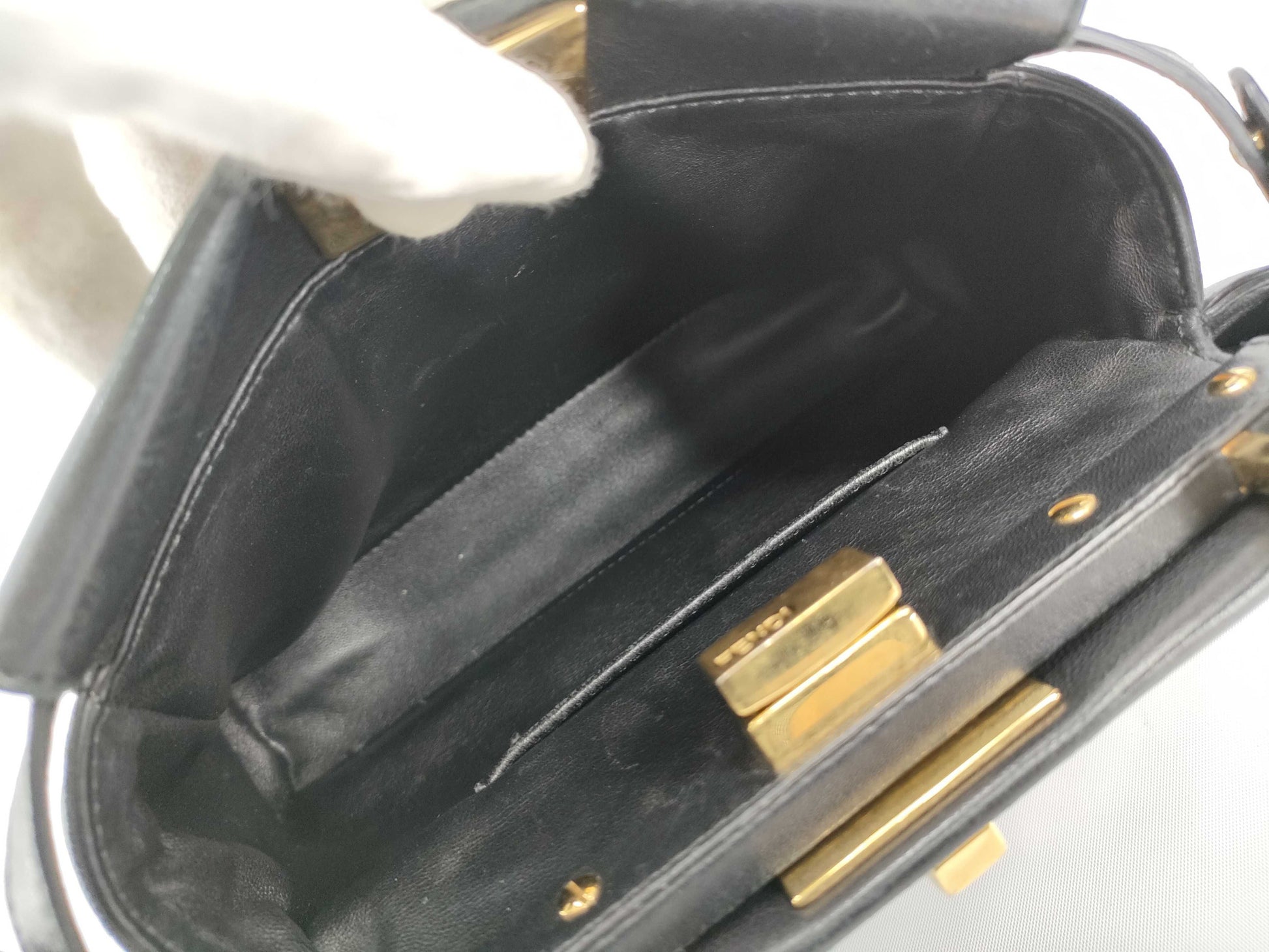FENDI Peekaboo Iconic Small Handbag 8BN244-K4P Leather Black Handbag