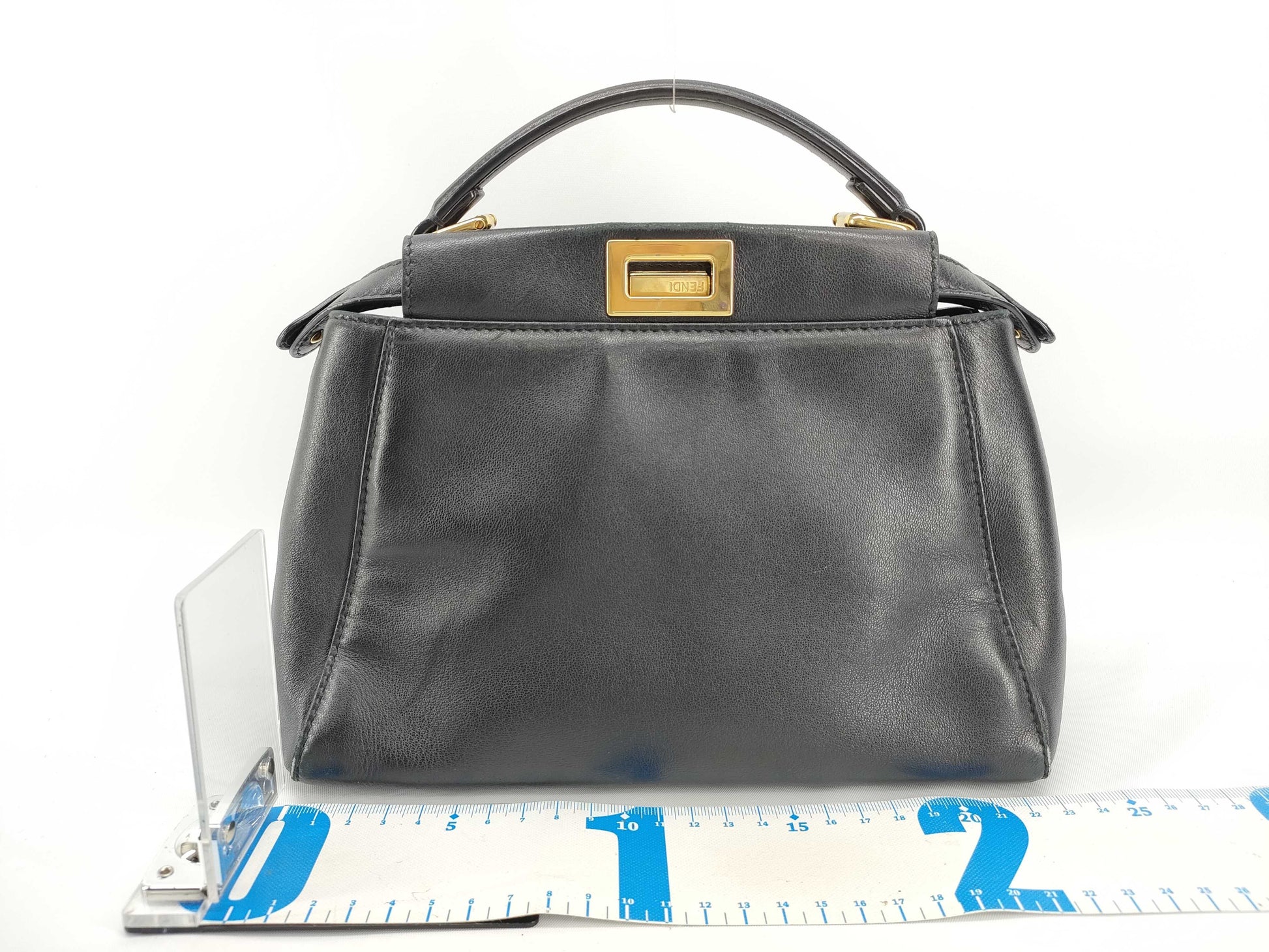 FENDI Peekaboo Iconic Small Handbag 8BN244-K4P Leather Black Handbag