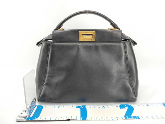 FENDI Peekaboo Iconic Small Handbag 8BN244-K4P Leather Black Handbag