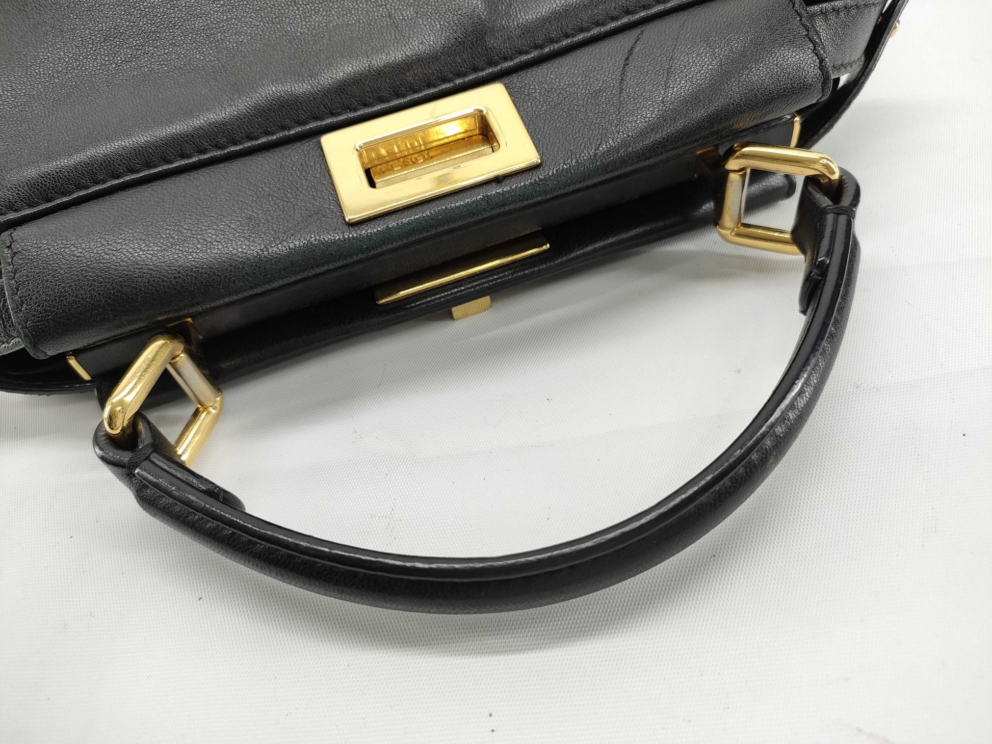 FENDI Peekaboo Iconic Small Handbag 8BN244-K4P Leather Black Handbag