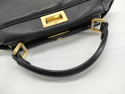 FENDI Peekaboo Iconic Small Handbag 8BN244-K4P Leather Black Handbag