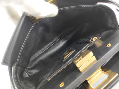 FENDI Peekaboo Iconic Small Handbag 8BN244-K4P Leather Black Handbag