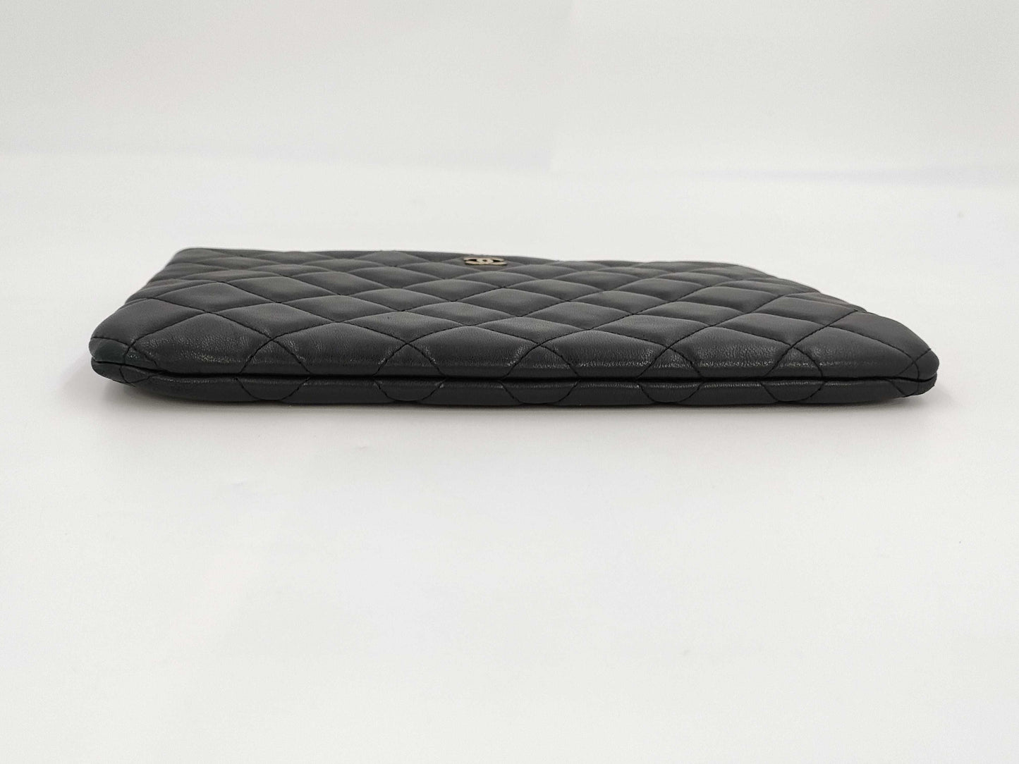 CHANEL Matelasse Clutch Bag, Lambskin, Black, 20s, Pouch