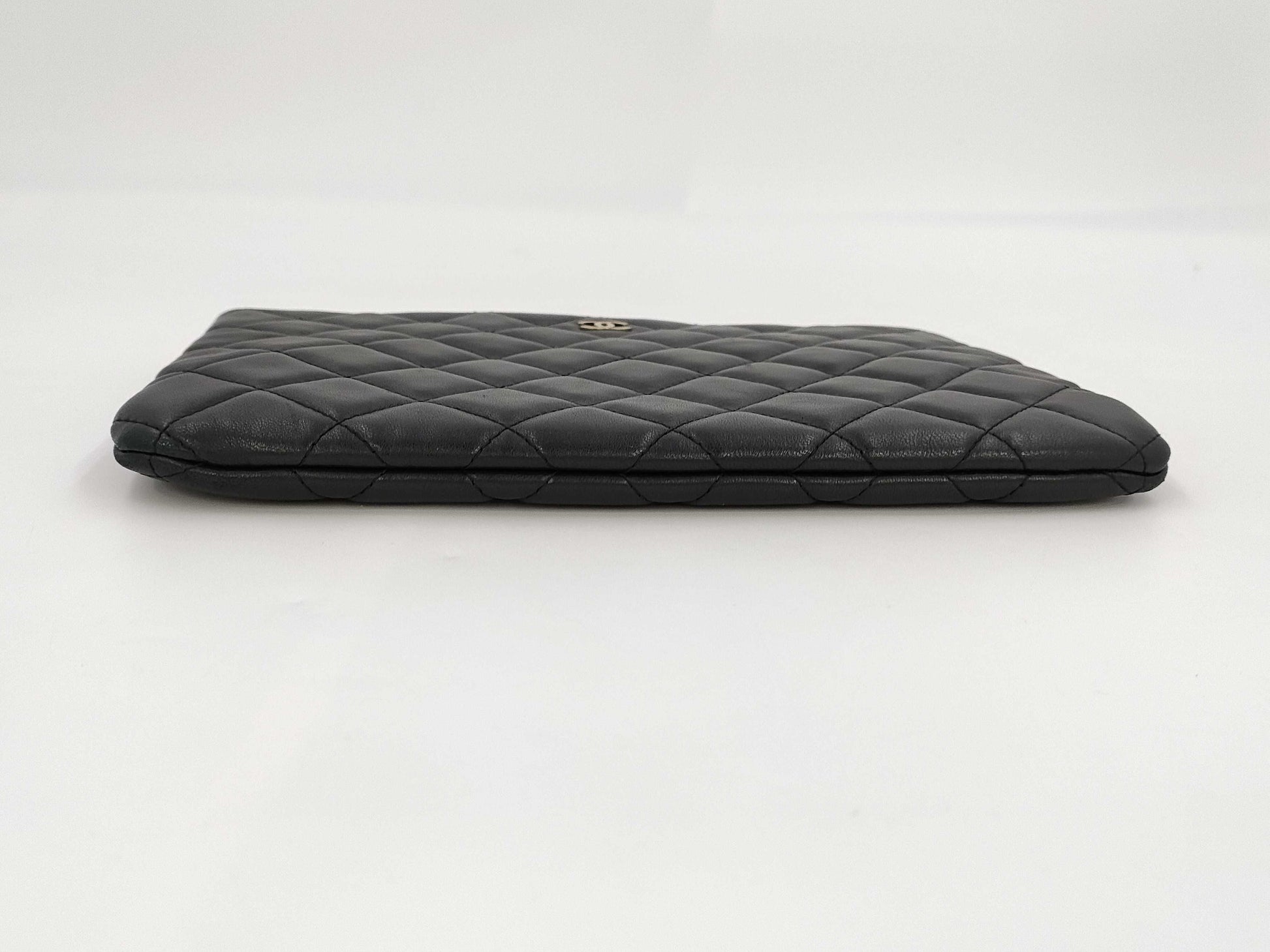 CHANEL Matelasse Clutch Bag, Lambskin, Black, 20s, Pouch