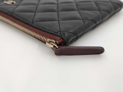 CHANEL Matelasse Clutch Bag, Lambskin, Black, 20s, Pouch