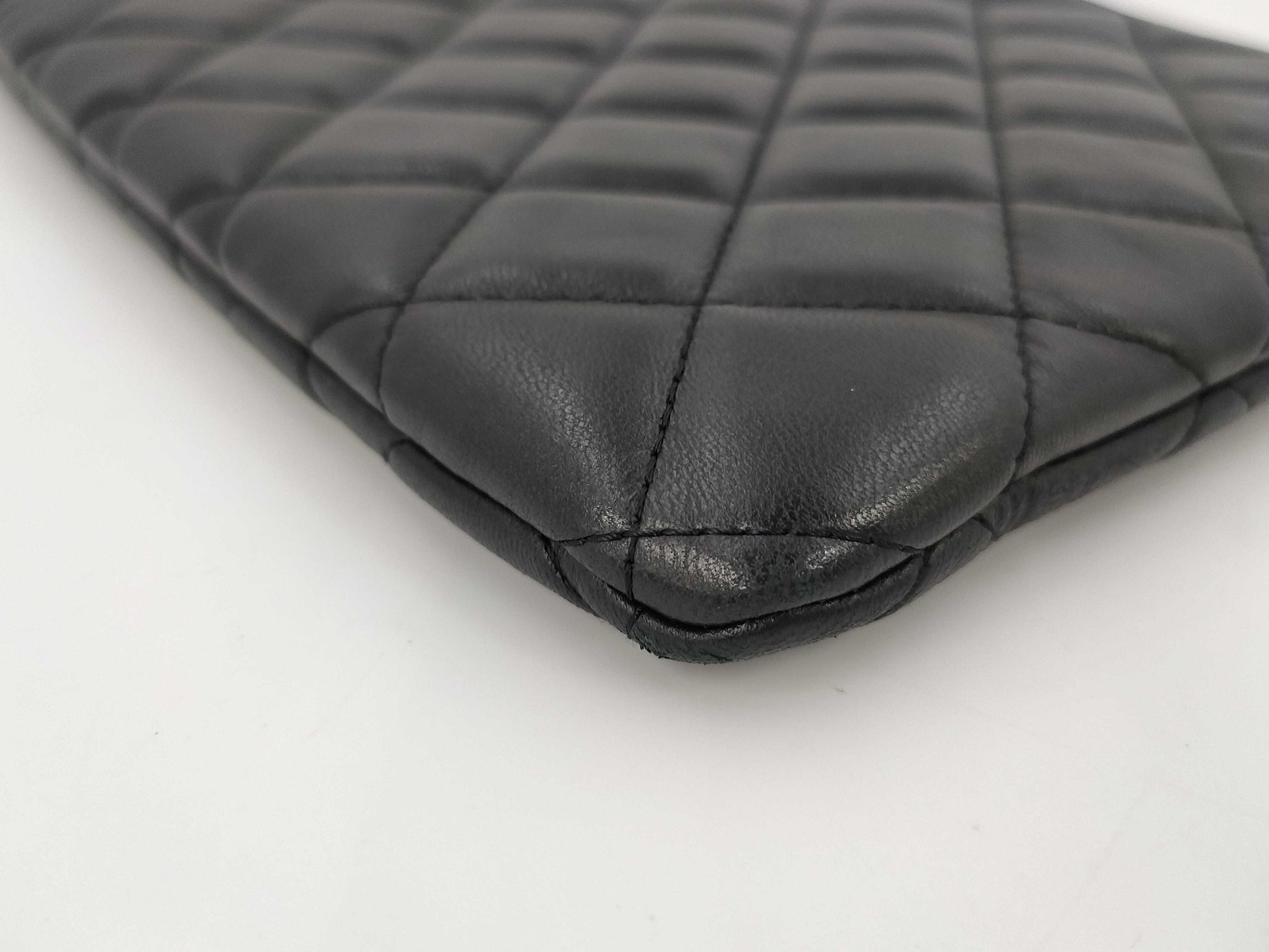 CHANEL Matelasse Clutch Bag, Lambskin, Black, 20s, Pouch