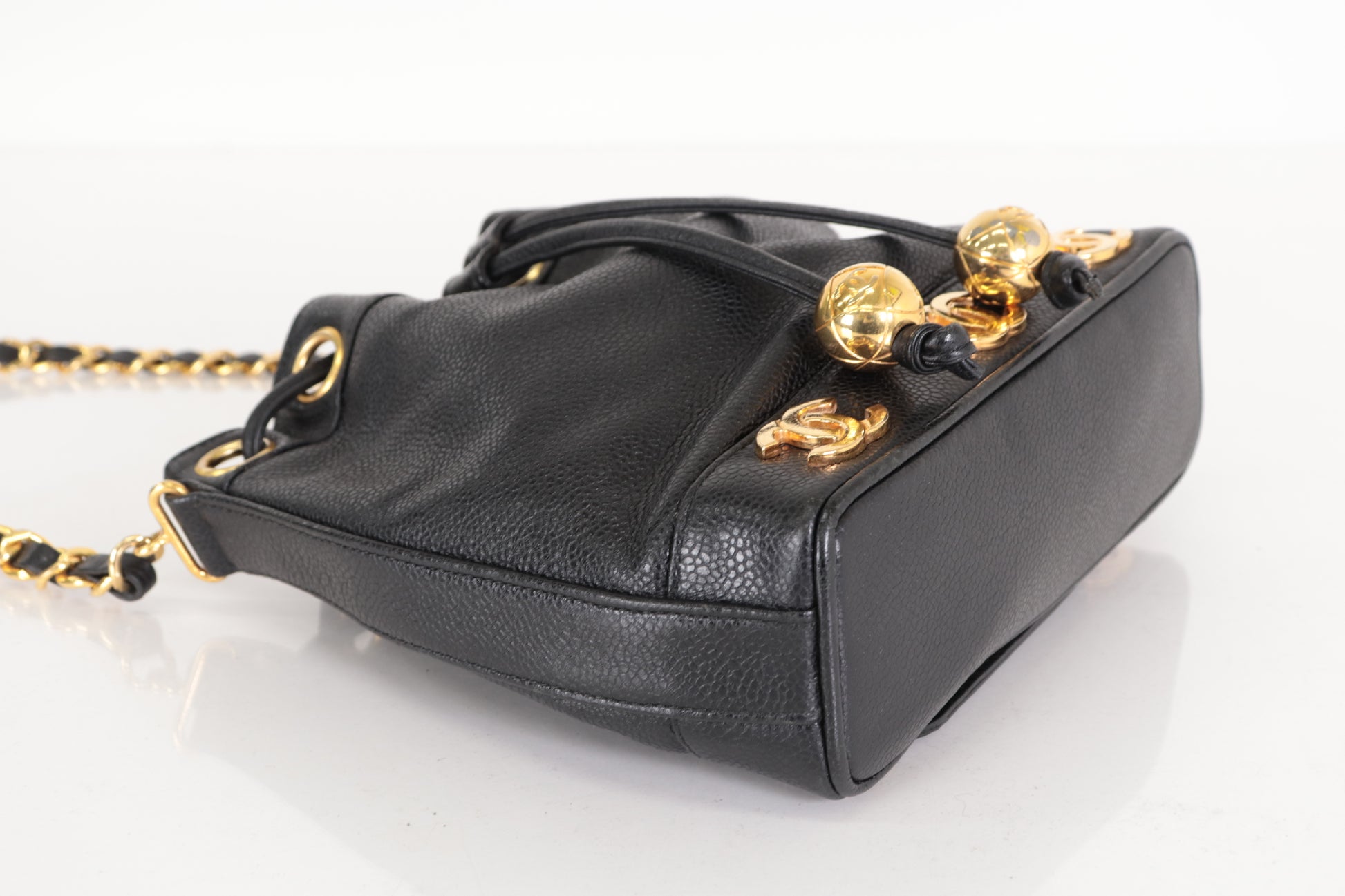 CHANEL Triple Coco Caviar Drawstring Chain Shoulder Bag, No. 3