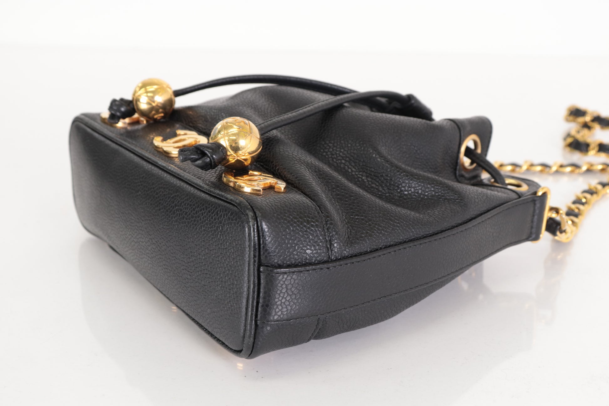 CHANEL Triple Coco Caviar Drawstring Chain Shoulder Bag, No. 3