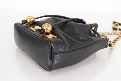 CHANEL Triple Coco Caviar Drawstring Chain Shoulder Bag, No. 3