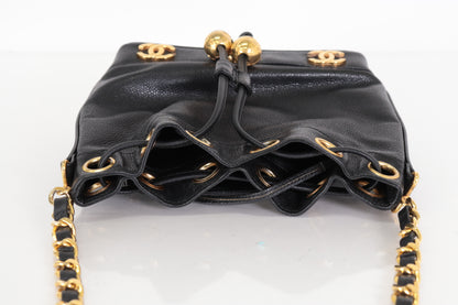 CHANEL Triple Coco Caviar Drawstring Chain Shoulder Bag, No. 3