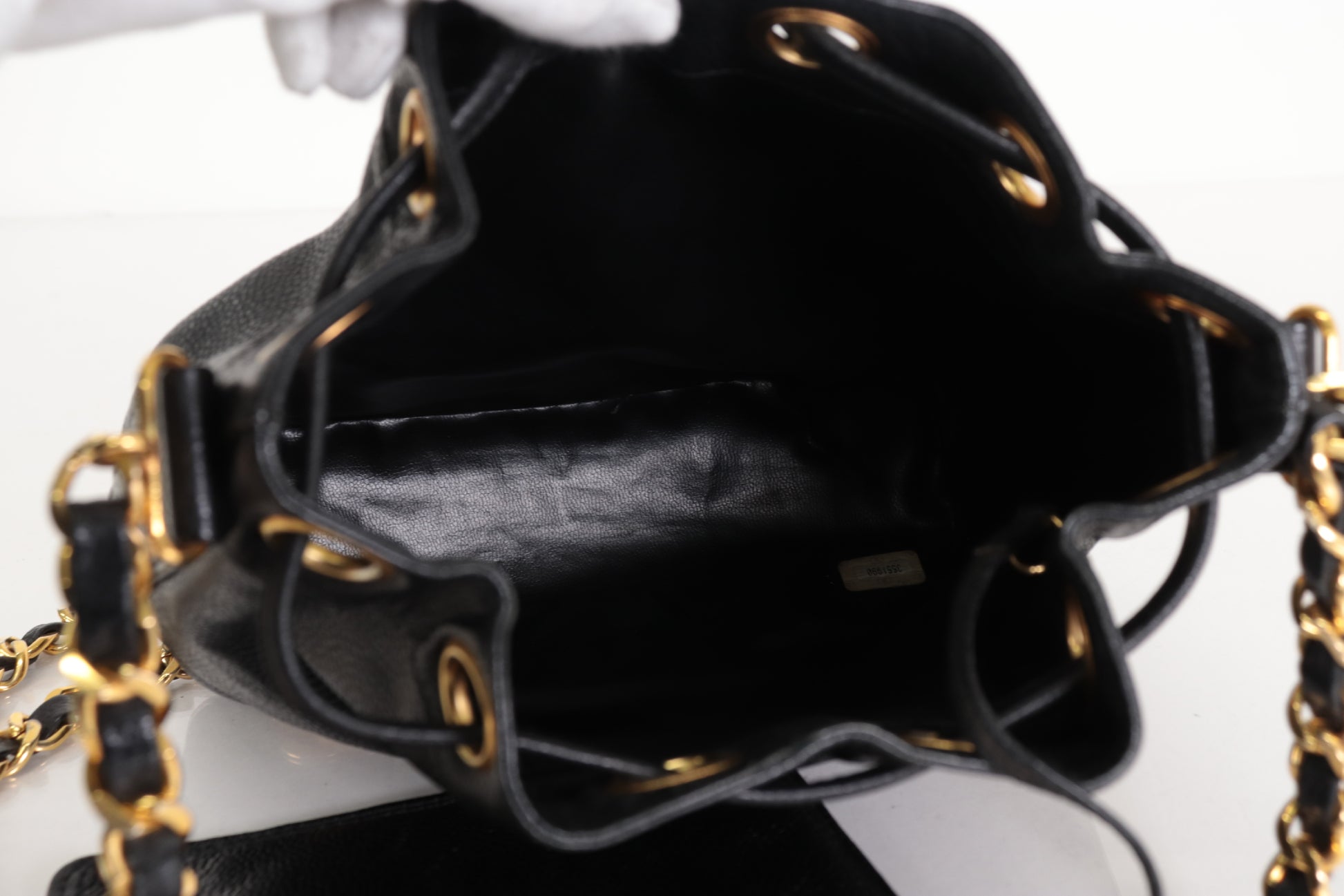 CHANEL Triple Coco Caviar Drawstring Chain Shoulder Bag, No. 3