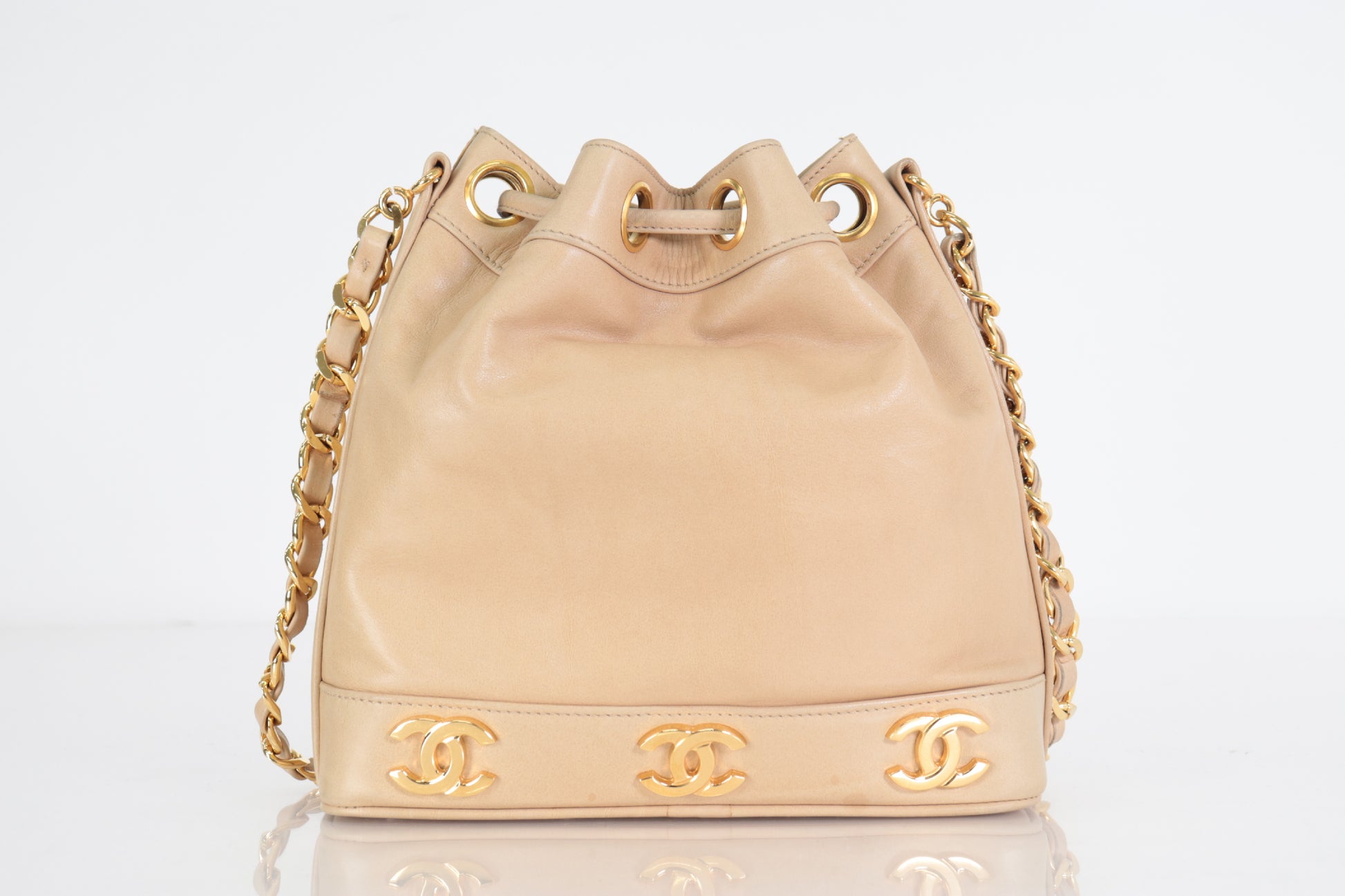 CHANEL Triple Coco Drawstring Lamb Chain Shoulder Bag, No. 2