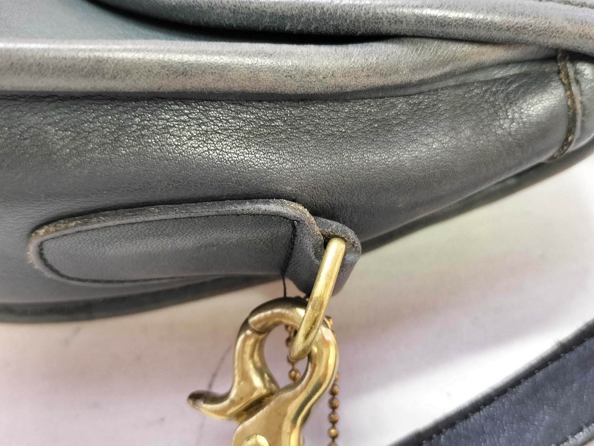 COACH Old Leather 2-Way Handbag Dark Green
