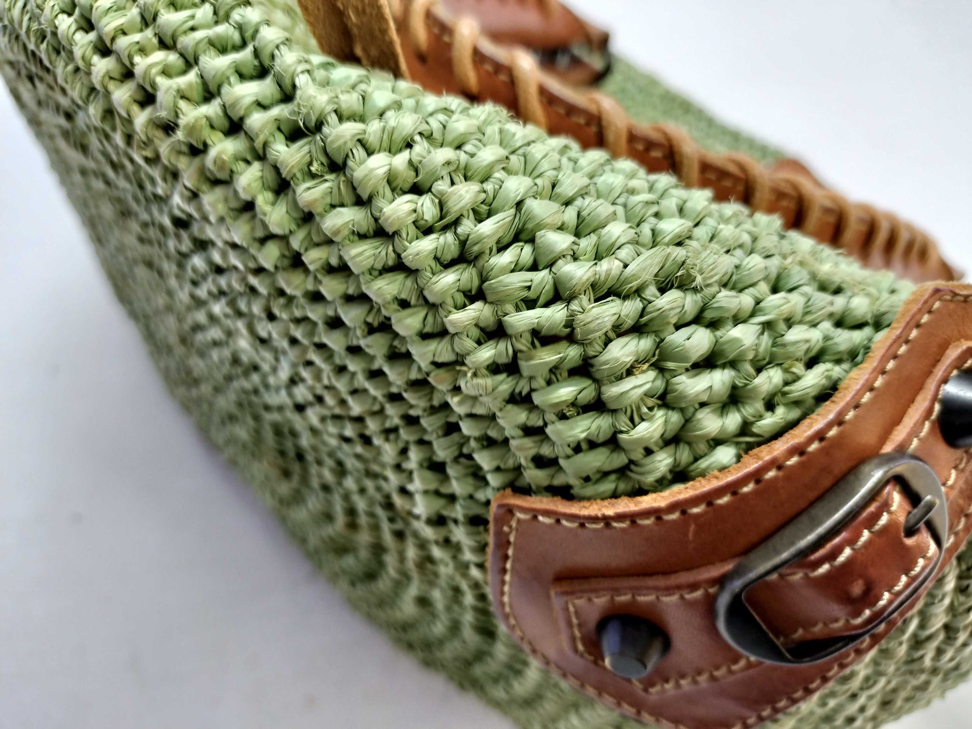 BALENCIAGA Straw Leather Handbag 236741 Handbag