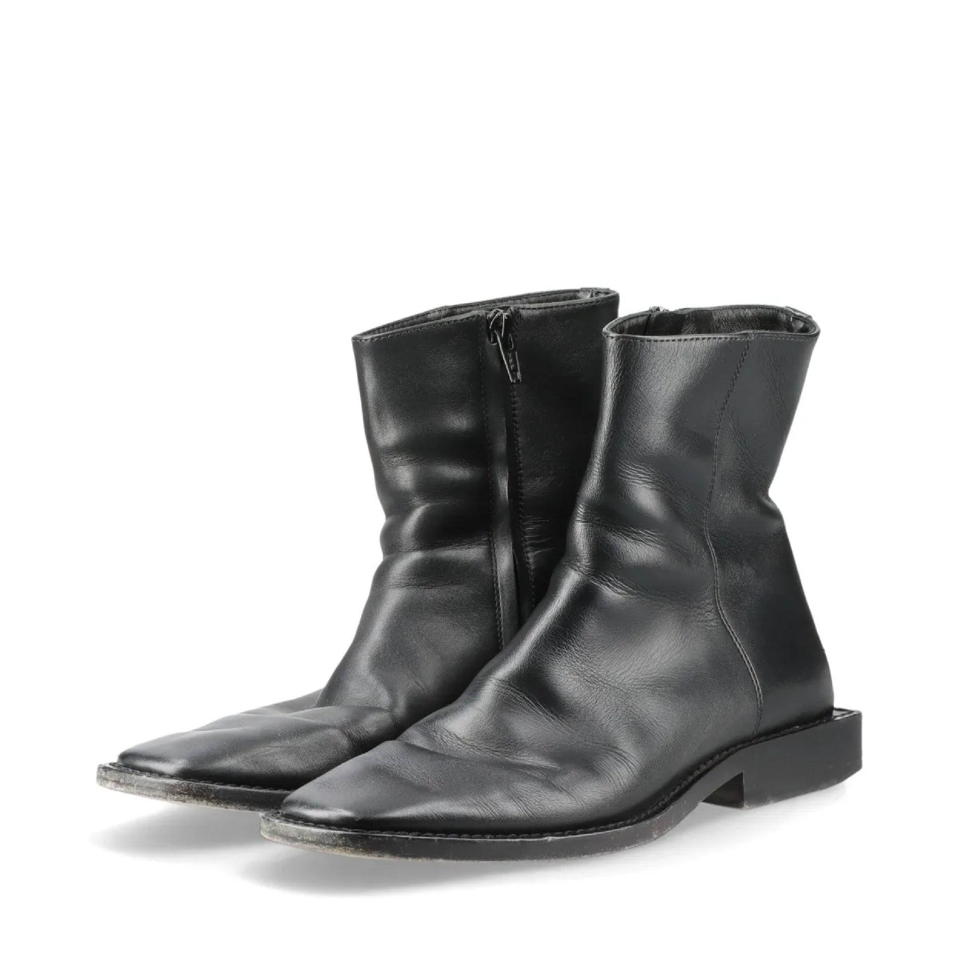 BALENCIAGA Leather Short Boots Size 36 616349 BB Logo Other Shoes