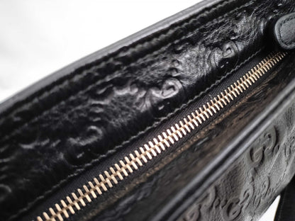 GUCCI Guccissima Leather Shoulder Bag with GG Pattern and Logo Plate 201446