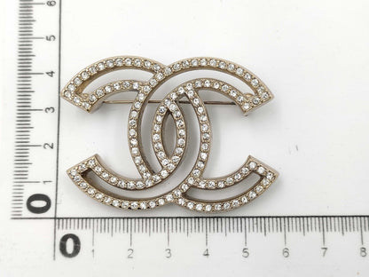 CHANEL CHANEL Brooch A18V Coco Mark Rhinestone Die-Cut Brooch