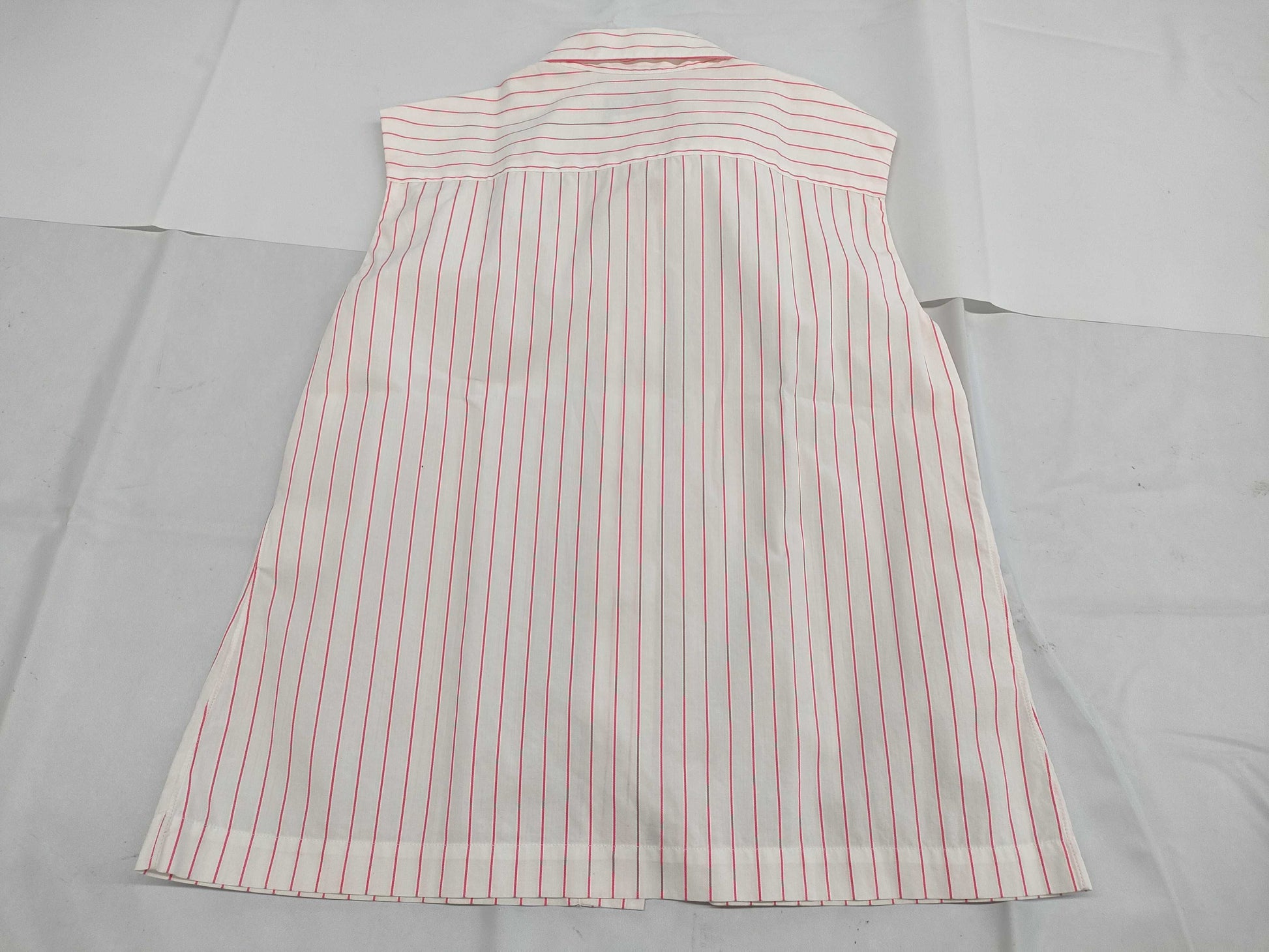 CHANEL CHANEL Sleeveless Shirt Top Striped White x Pink #38 Cotton Top