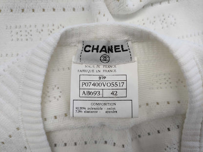 CHANEL CHANEL Tank Top Tops P07400V05517 97P #42 White Punching Logo Coco Mark Tops