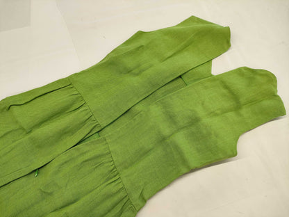 CHANEL CHANEL Dress P07001V04682 96P #38 Coco Mark Button Green 100% Linen Dress