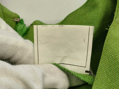 CHANEL CHANEL Dress P07001V04682 96P #38 Coco Mark Button Green 100% Linen Dress