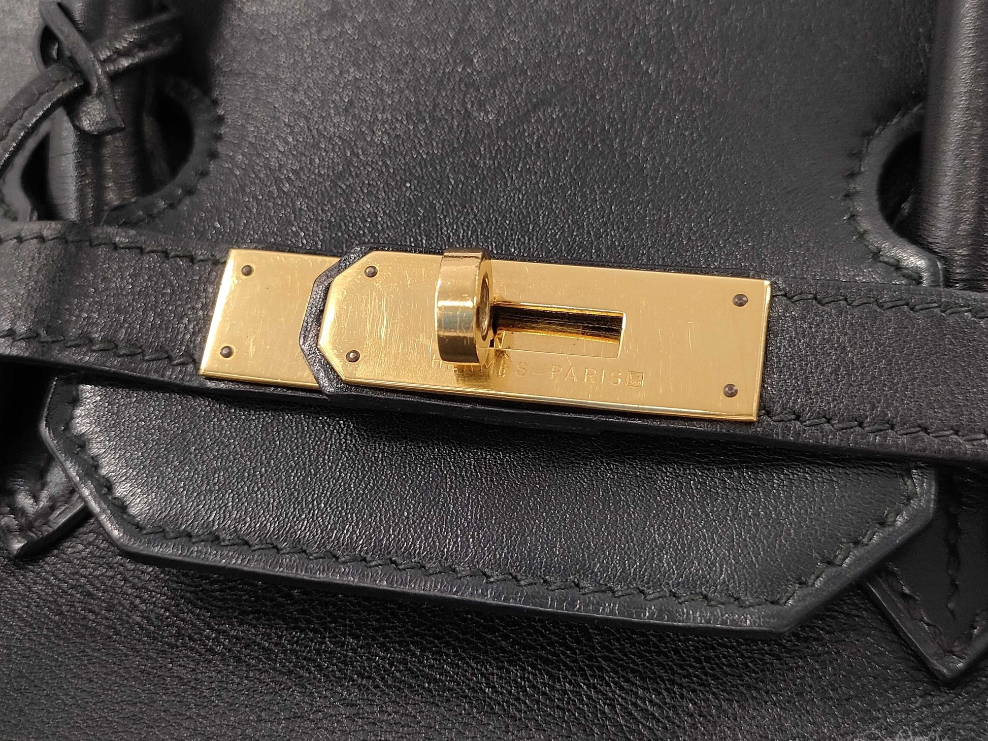 HERMES Birkin 35 Black Veau Gulliver G Hardware ○Y Engraving Handbag