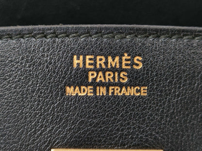 HERMES Birkin 35 Black Veau Gulliver G Hardware ○Y Engraving Handbag
