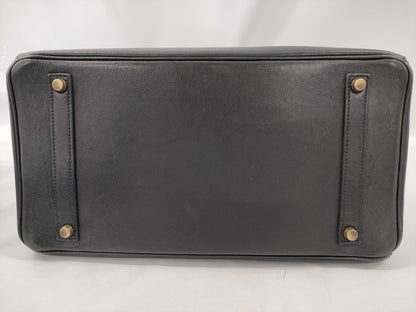 HERMES Birkin 35 Black Veau Gulliver G Hardware ○Y Engraving Handbag