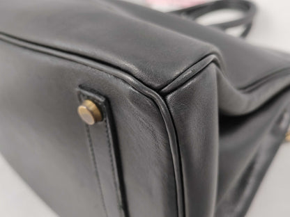 HERMES Birkin 35 Black Veau Gulliver G Hardware ○Y Engraving Handbag