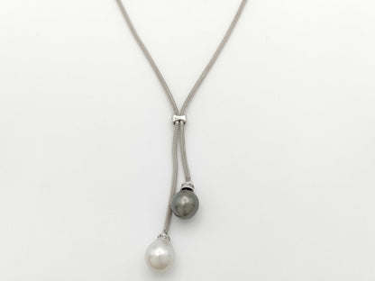 Semi-Round Pearl, Diameter: Approx. 11.0-11.5mm, D0.25ct, 18K Gold, 14.3g, Necklace 
