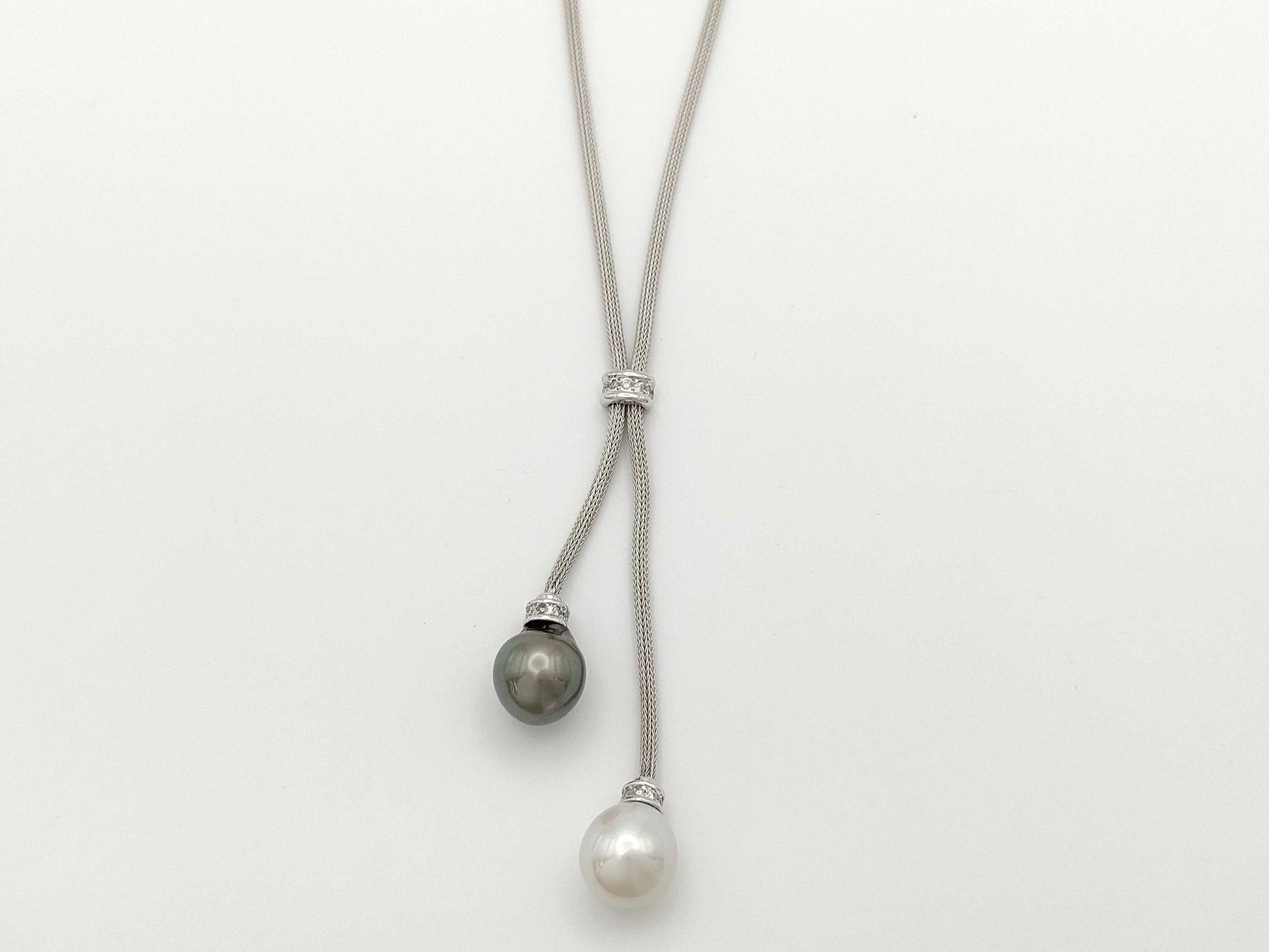 Semi-Round Pearl, Diameter: Approx. 11.0-11.5mm, D0.25ct, 18K Gold, 14.3g, Necklace 