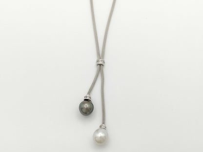 Semi-Round Pearl, Diameter: Approx. 11.0-11.5mm, D0.25ct, 18K Gold, 14.3g, Necklace 