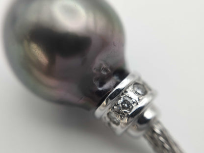 Semi-Round Pearl, Diameter: Approx. 11.0-11.5mm, D0.25ct, 18K Gold, 14.3g, Necklace 