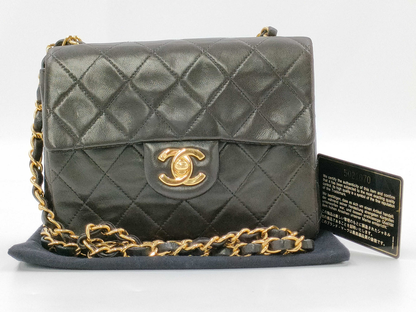 CHANEL Mini Matelasse 17 Chain Shoulder Bag, Lambskin, Black, GD Hardware, A01115 5021070, Sticker and Card Included