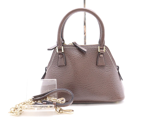Maison Margiela 5AC Classic Micro 2-Way Handbag, Brown Leather