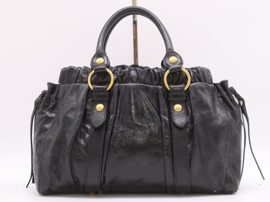 Miu Miu VITELLO LUX 2-Way Handbag, Leather, Black