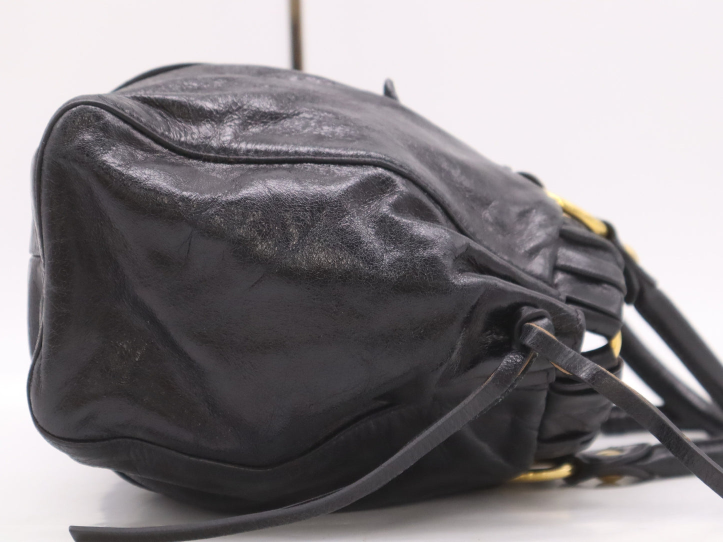 Miu Miu VITELLO LUX 2-Way Handbag, Leather, Black