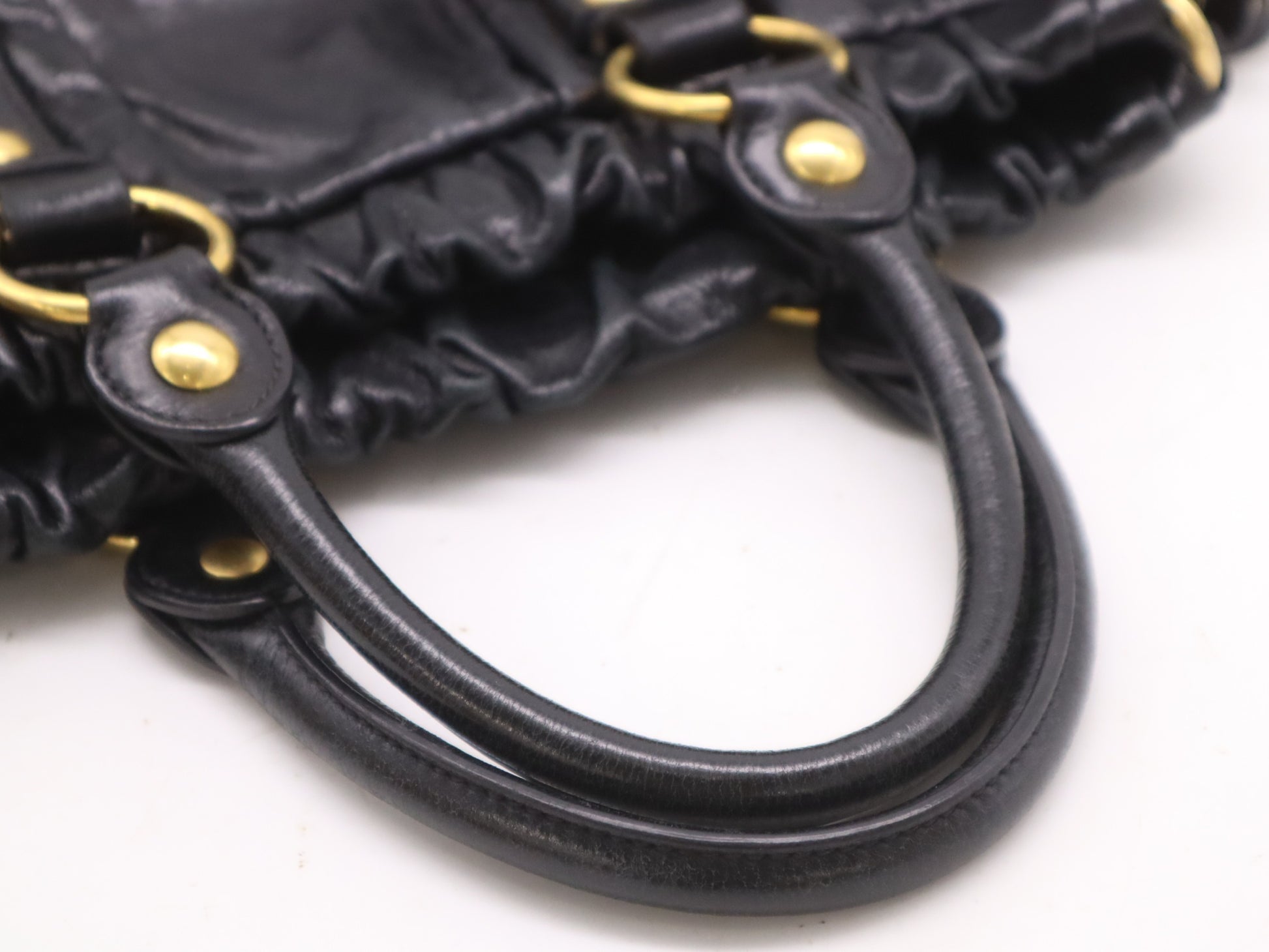 Miu Miu VITELLO LUX 2-Way Handbag, Leather, Black