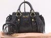 Miu Miu VITELLO LUX 2-Way Handbag, Leather, Black