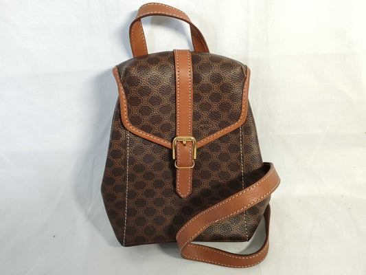 CELINE Mini Backpack Macadam PVC Brown Backpack Handbag