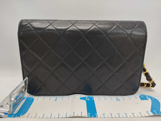 CHANEL Matelasse Lambskin Push Lock Black Chain Shoulder Bag with Sticker and Card
