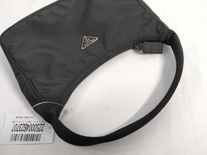 PRADA nylon handbag with triangle logo, black