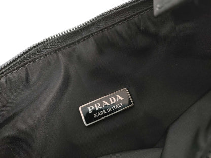 PRADA nylon handbag with triangle logo, black